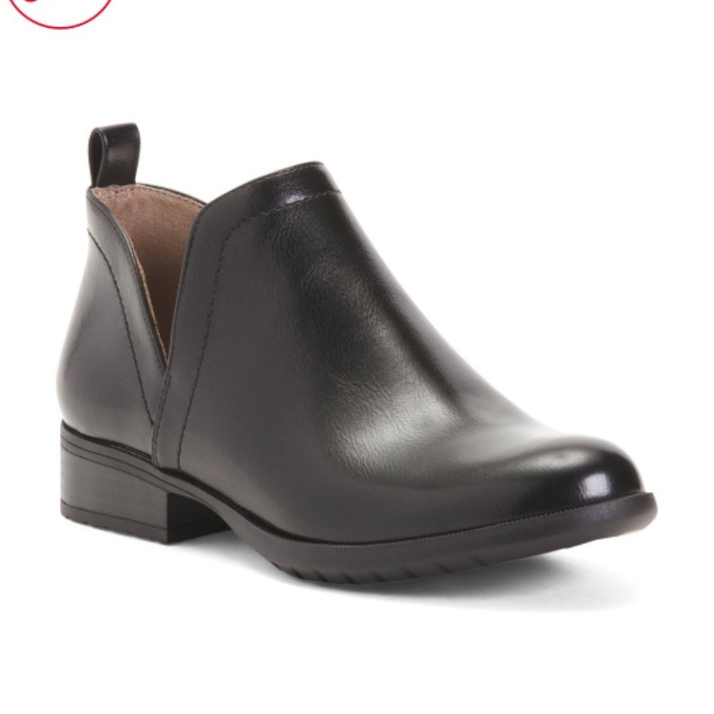 LifeStride Xaria Black Ankle Booties Pull on Block Heel Slip on size 8.5